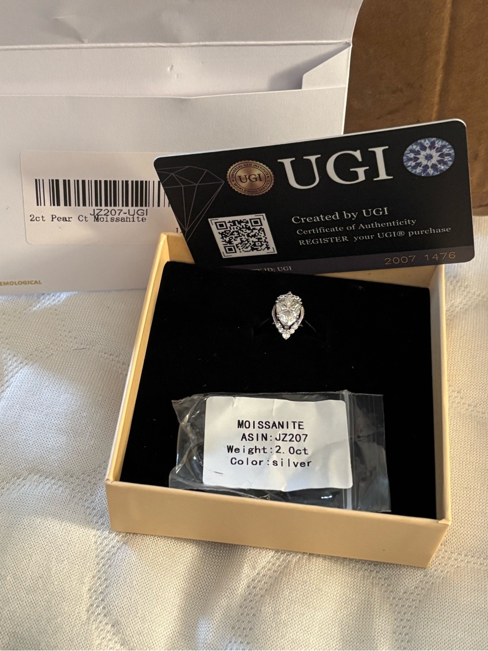 Sterling Silver Pear-Shaped Moissanite Ring